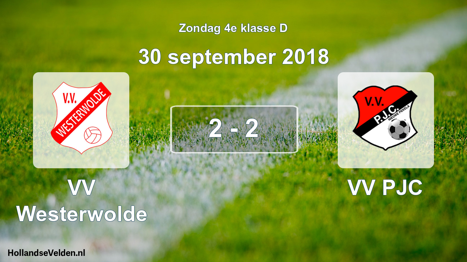 Total number of matches played: VV Westerwolde - VV PJC 2 - 2 (30 September 2018)