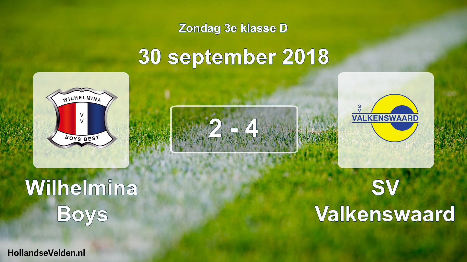 Total number of matches played: Wilhelmina Boys - SV Valkenswaard 2 - 4 (30 September 2018)