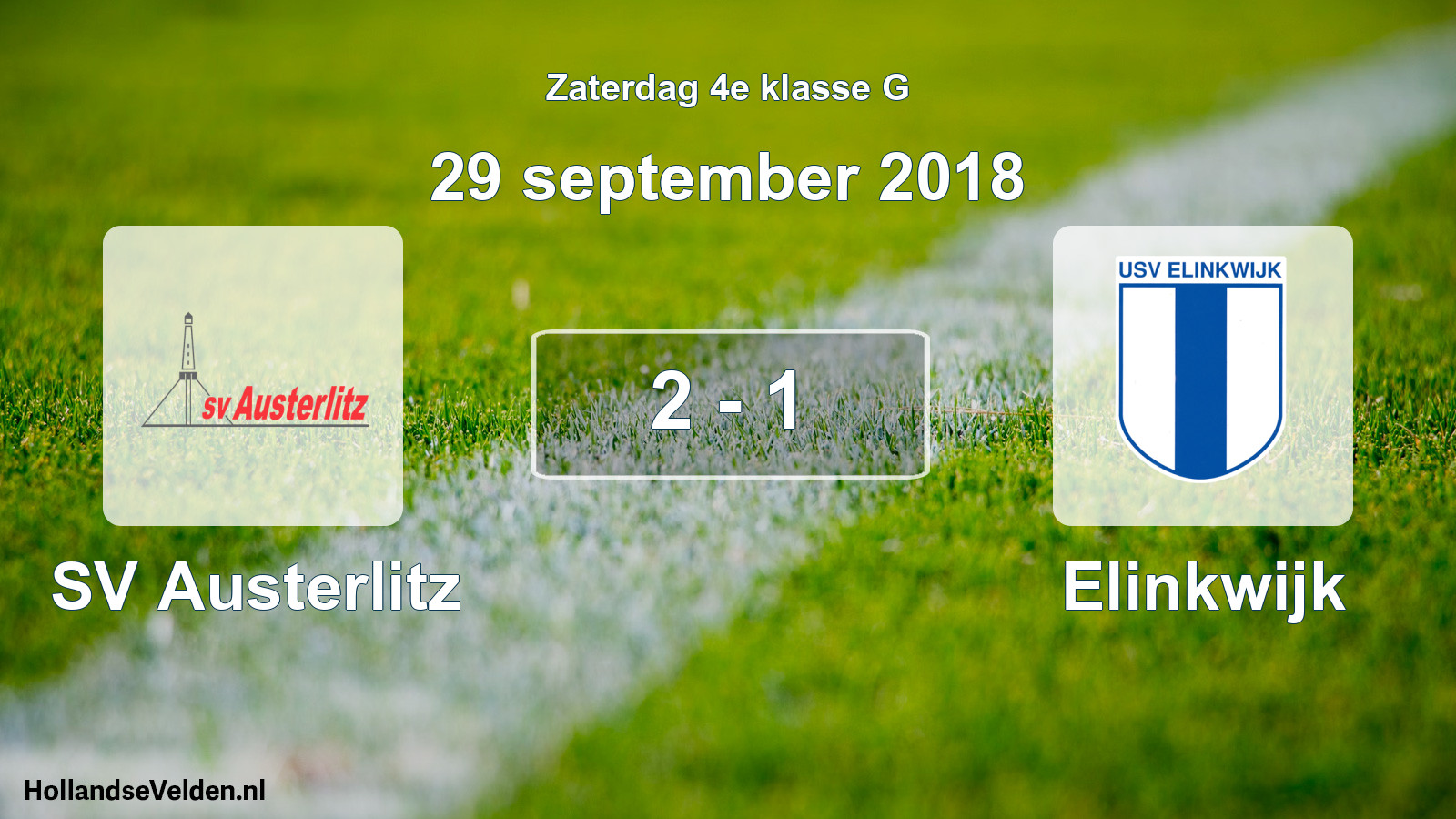Total number of matches played: SV Austerlitz - Elinkwijk 2 - 1 (29 September 2018)