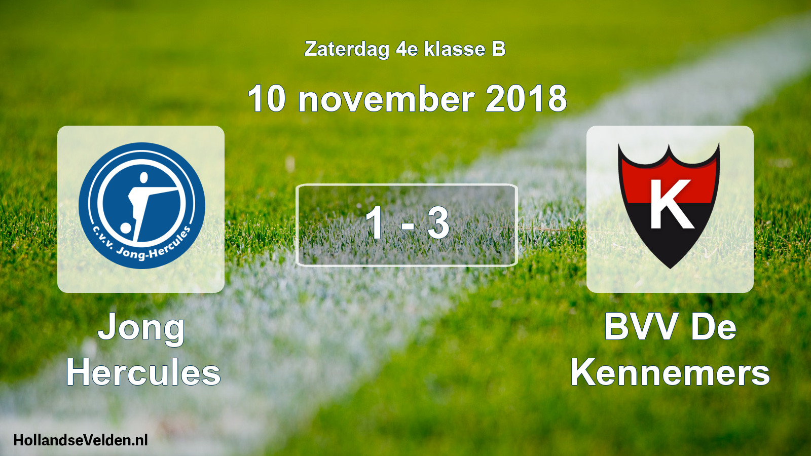 Total number of matches played: Jong Hercules - BVV De Kennemers 1 - 3 (10 November 2018)