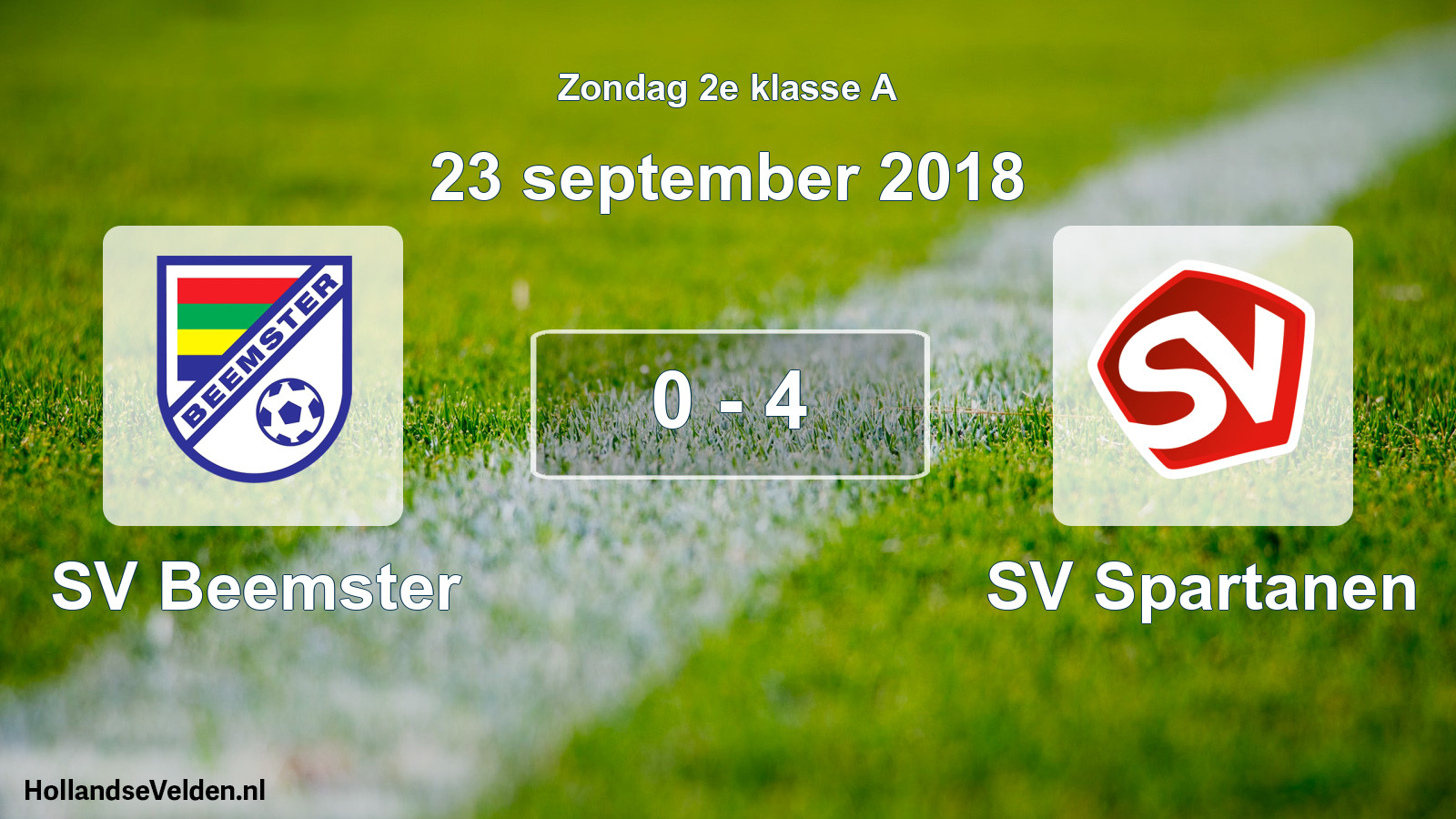 Total number of matches played: SV Beemster - SV Spartanen 0 - 4 (23 September 2018)
