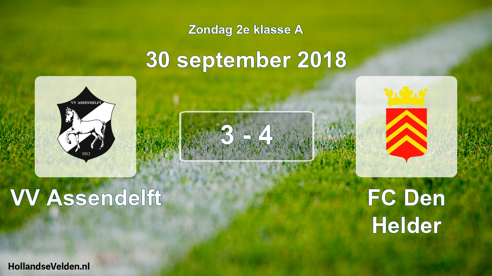 Total number of matches played: VV Assendelft - FC Den Helder 3 - 4 (30 September 2018)