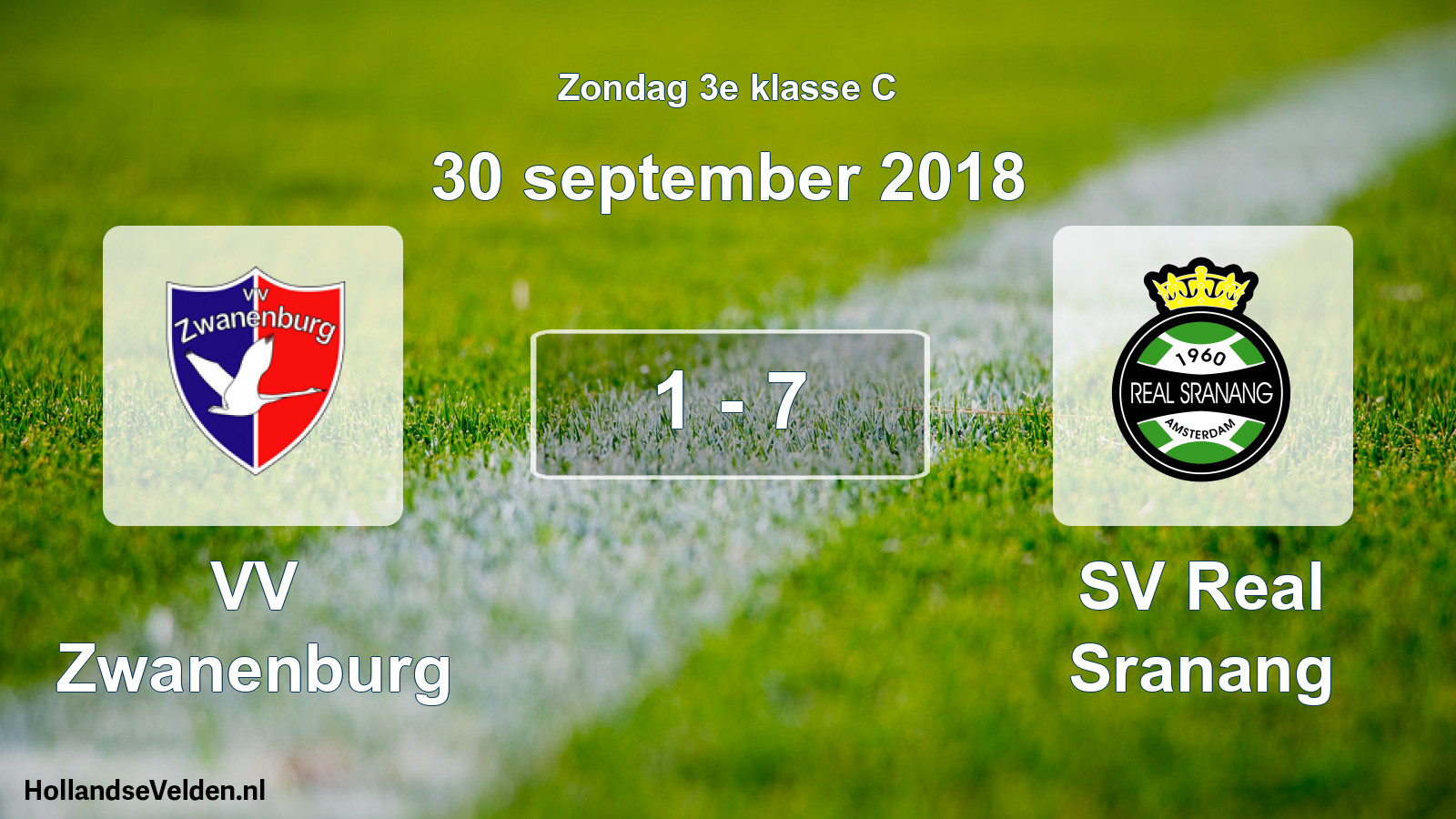 Total number of matches played: VV Zwanenburg - SV Real Sranang 1 - 7 (30 September 2018)