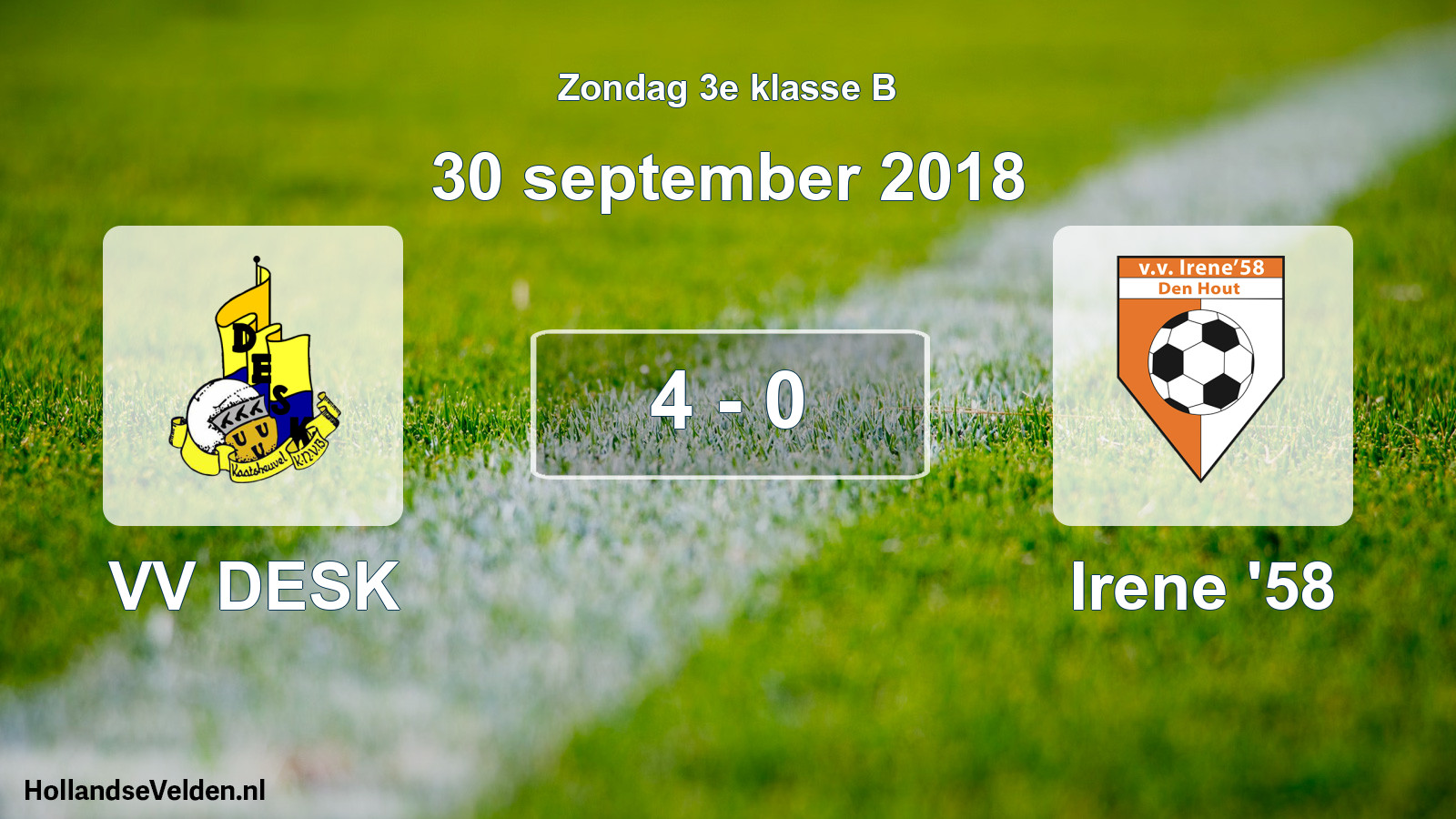 Total number of matches played: VV DESK - Irene '58 4 - 0 (30 September 2018)