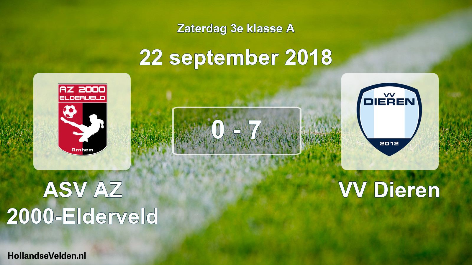 Total number of matches played: ASV AZ 2000-Elderveld - VV Dieren 0 - 7 (22 September 2018)