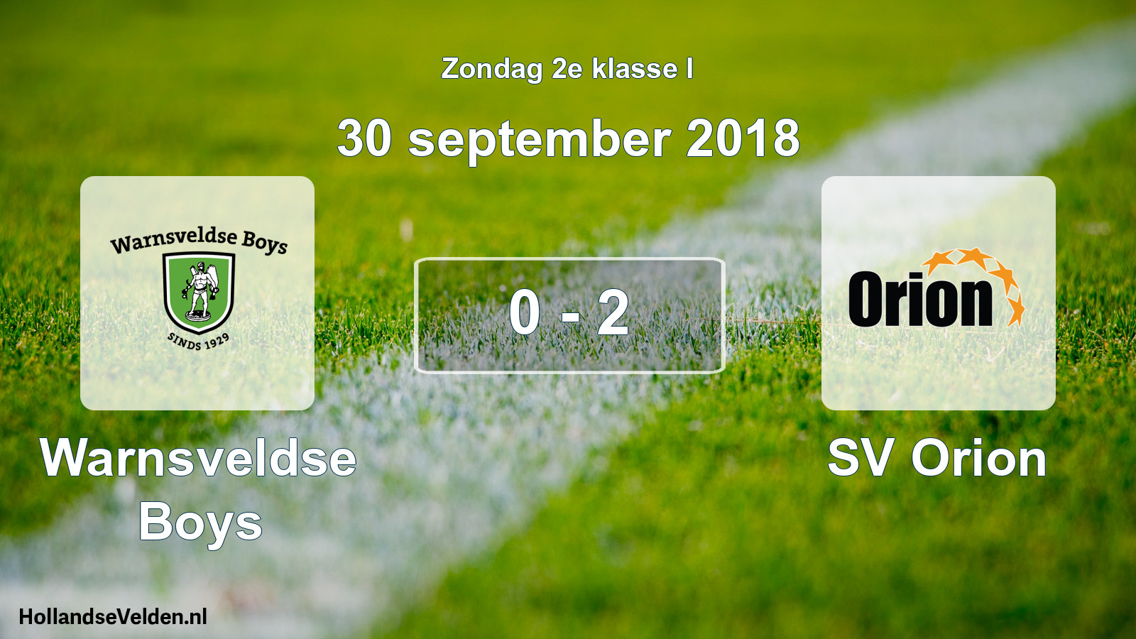 Total number of matches played: Warnsveldse Boys - SV Orion 0 - 2 (30 September 2018)