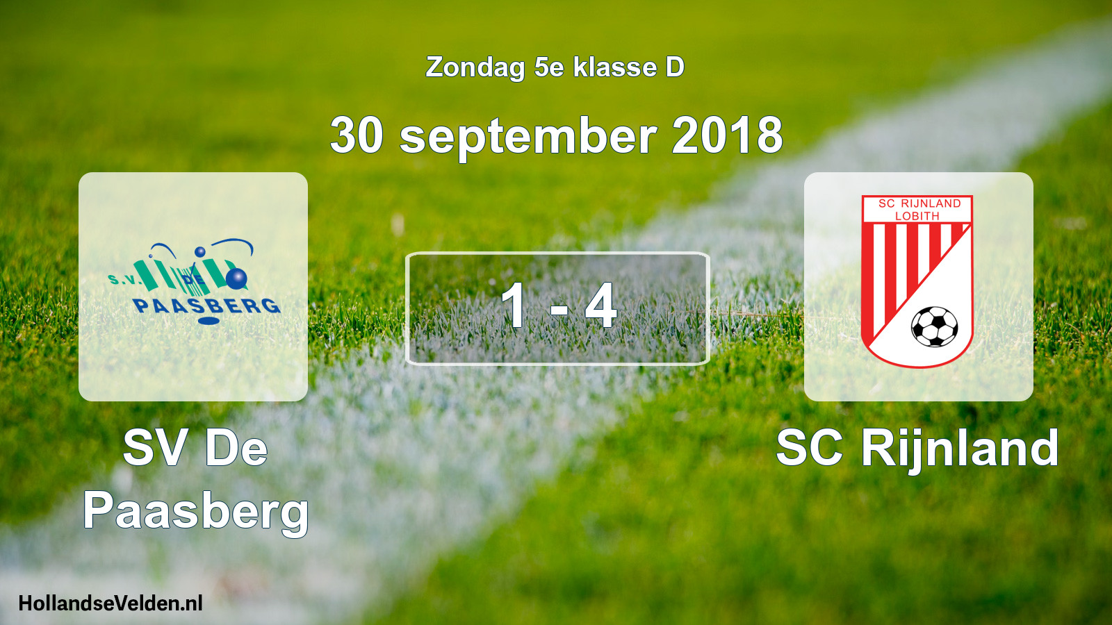 Total number of matches played: SV De Paasberg - SC Rijnland 1 - 4 (30 September 2018)