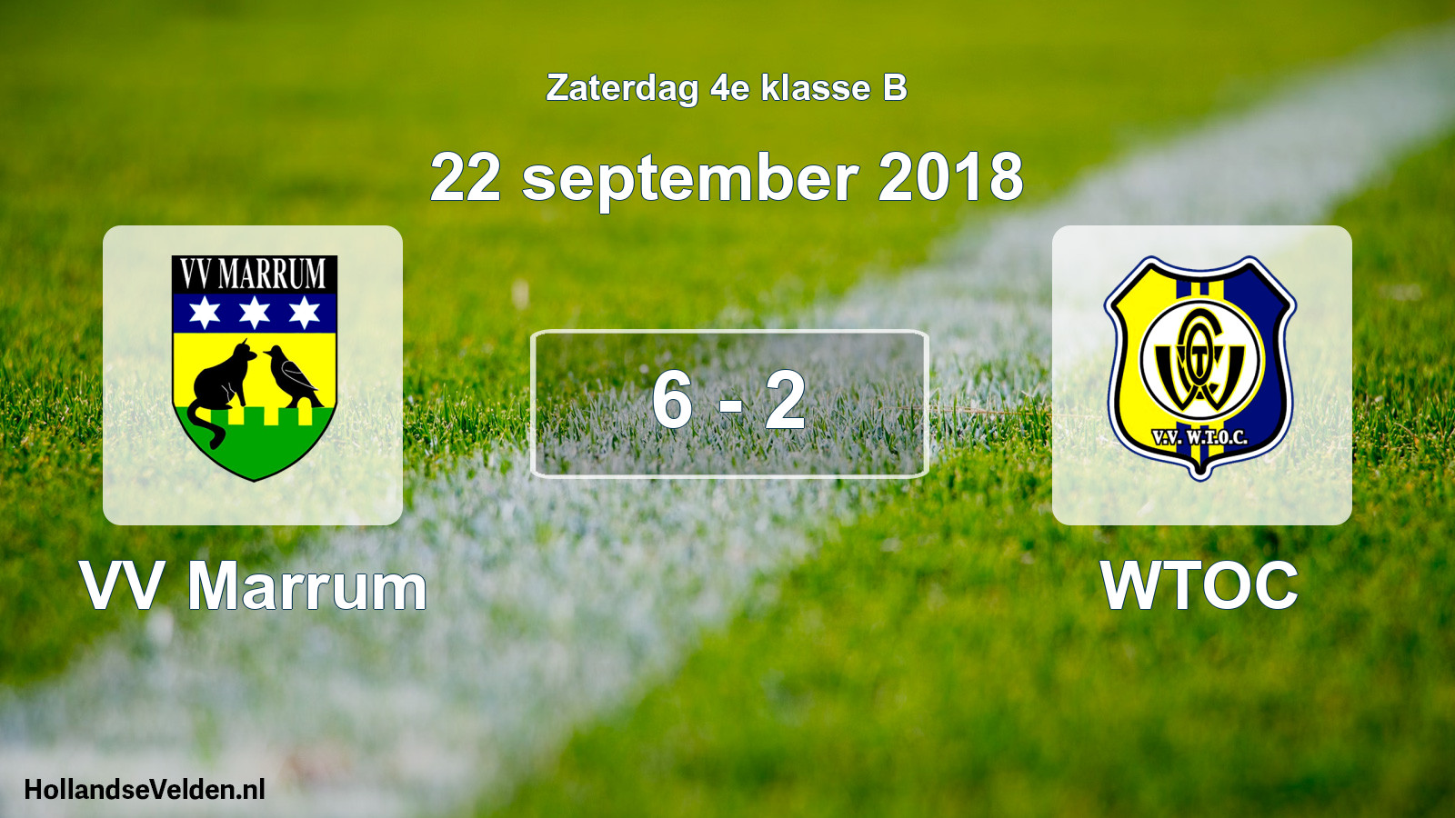 Total number of matches played: VV Marrum - WTOC 6 - 2 (22 September 2018)
