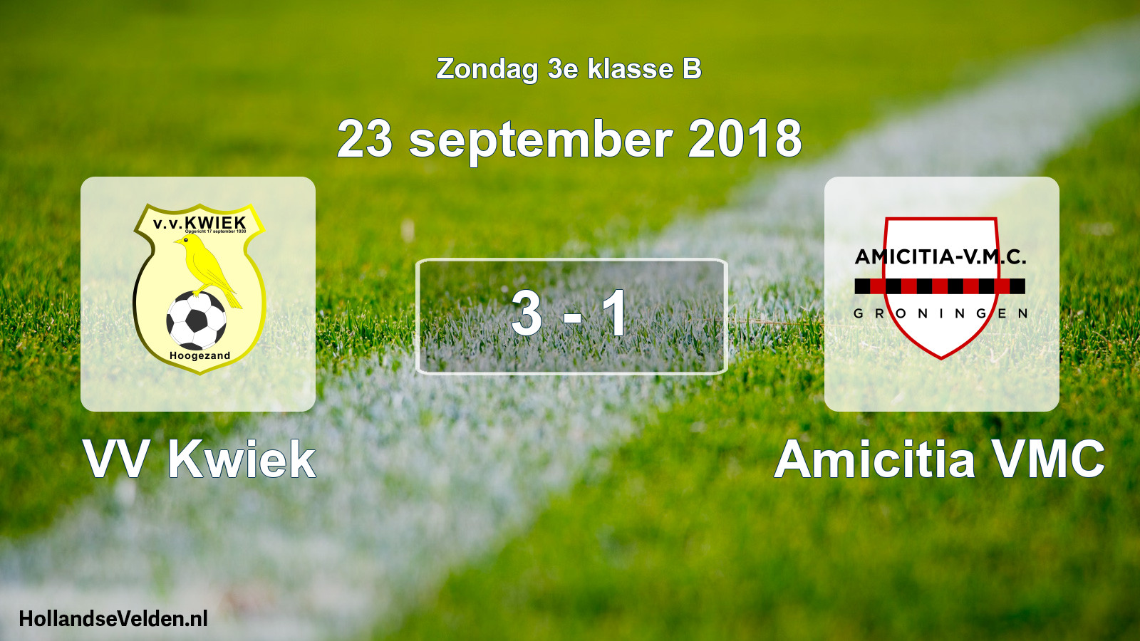 Total number of matches played: VV Kwiek - Amicitia VMC 3 - 1 (23 September 2018)
