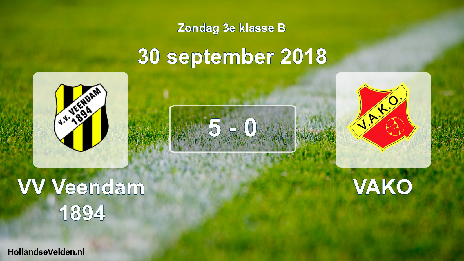 Total number of matches played: VV Veendam 1894 - VAKO 5 - 0 (30 September 2018)
