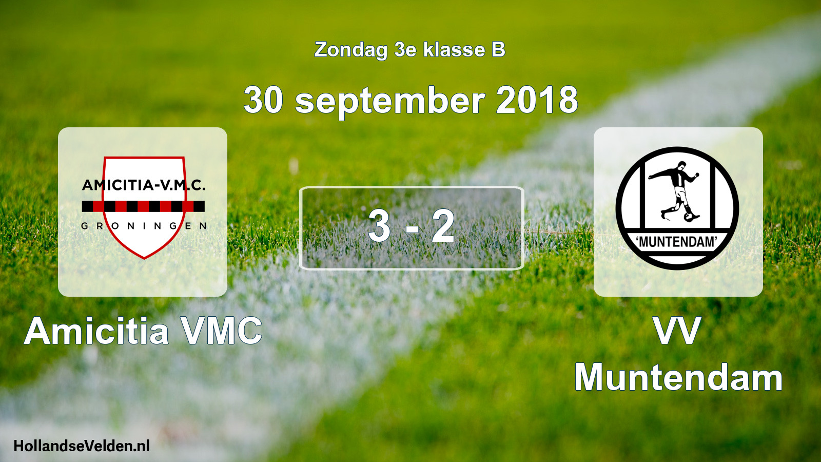 Total number of matches played: Amicitia VMC - VV Muntendam 3 - 2 (30 September 2018)