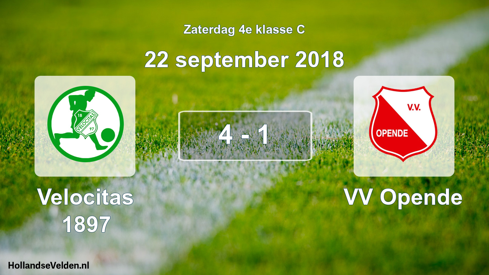 Total number of matches played: Velocitas 1897 - VV Opende 4 - 1 (22 September 2018)