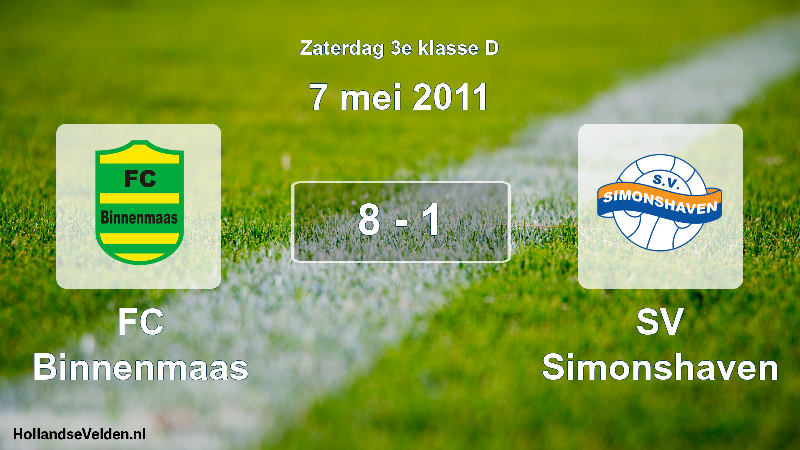 Total number of matches played: FC Binnenmaas - SV Simonshaven 8 - 1 (7 May 2011)