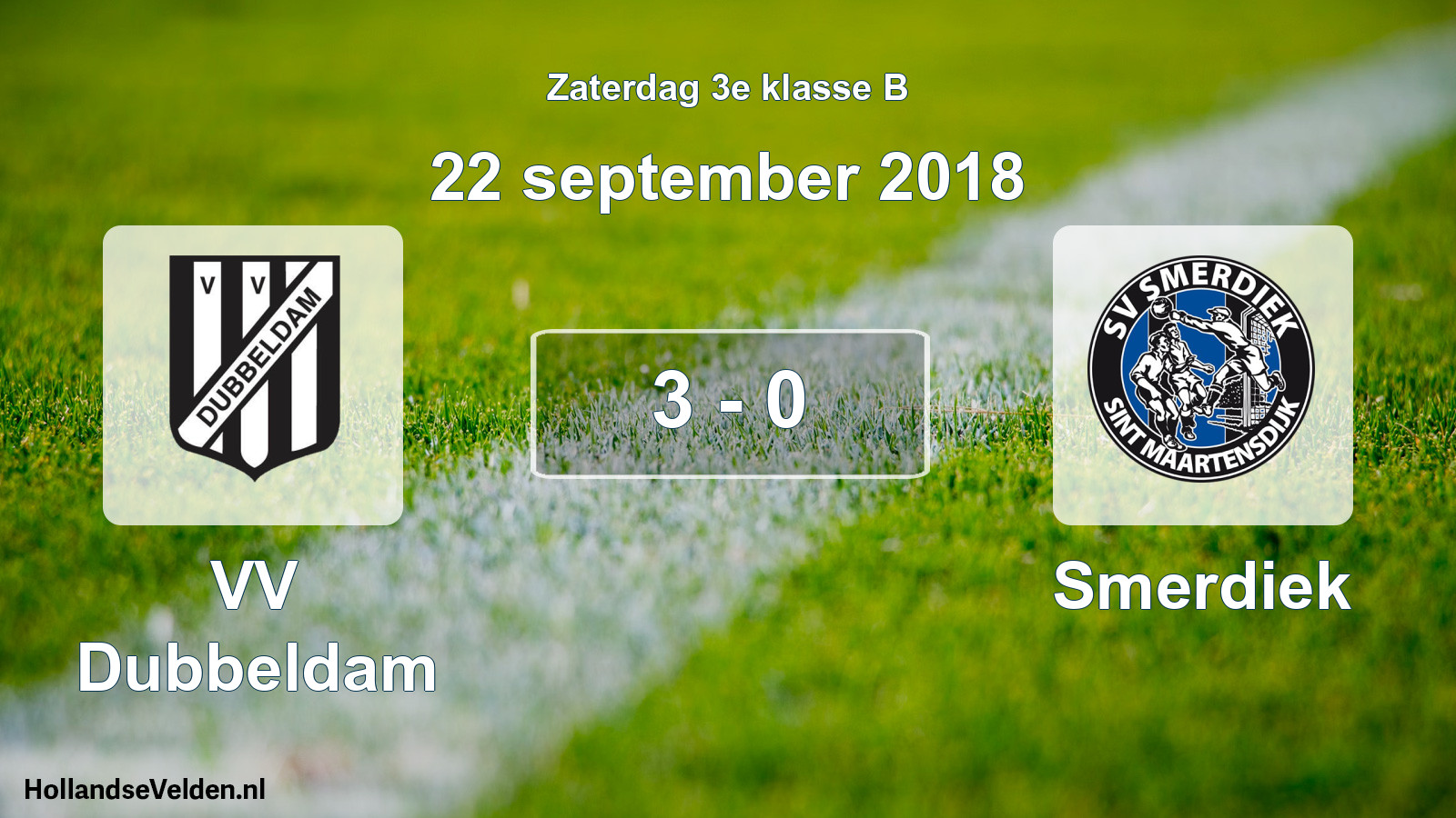 Total number of matches played: VV Dubbeldam - Smerdiek 3 - 0 (22 September 2018)