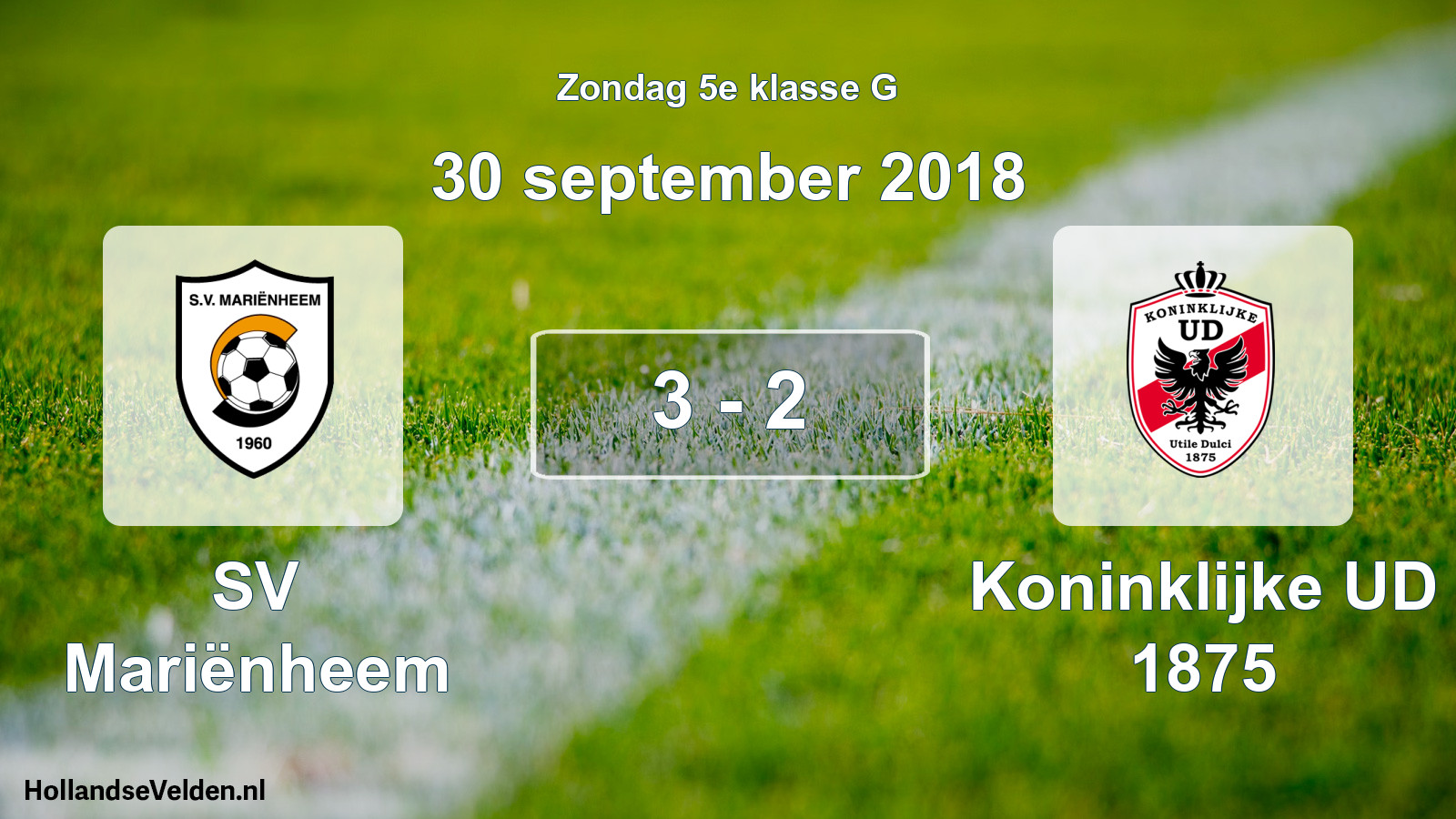 Total number of matches played: SV Mariënheem - Koninklijke UD 1875 3 - 2 (30 September 2018)