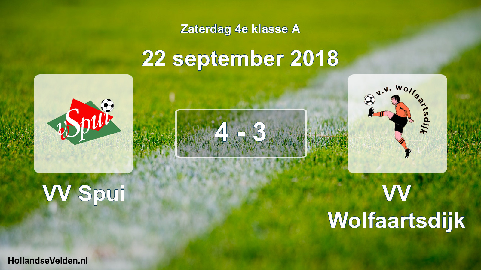 Total number of matches played: VV Spui - VV Wolfaartsdijk 4 - 3 (22 September 2018)