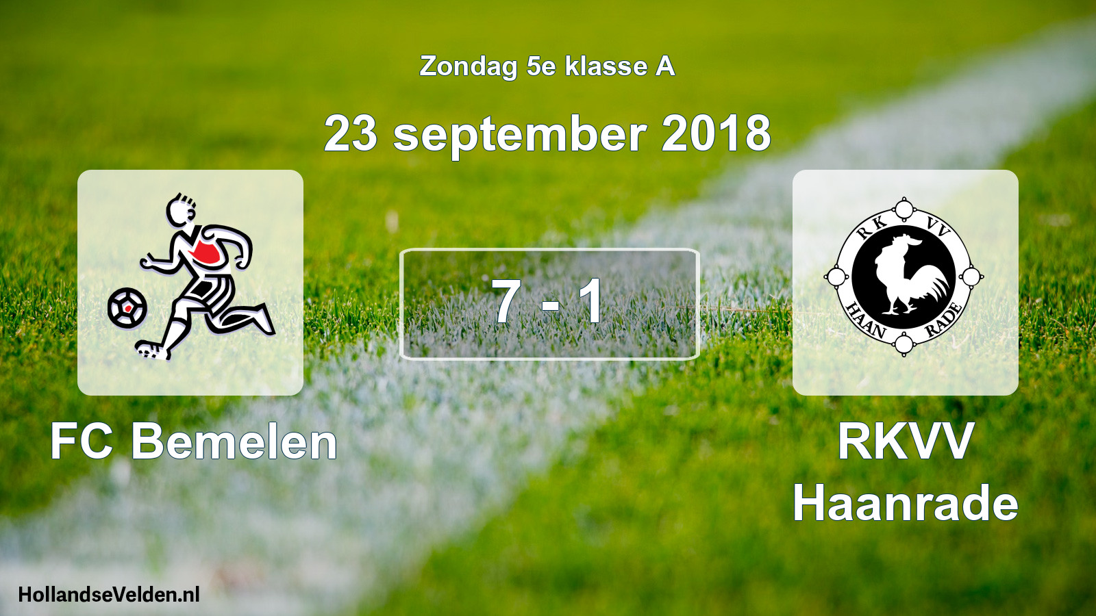 Total number of matches played: FC Bemelen - RKVV Haanrade 7 - 1 (23 September 2018)