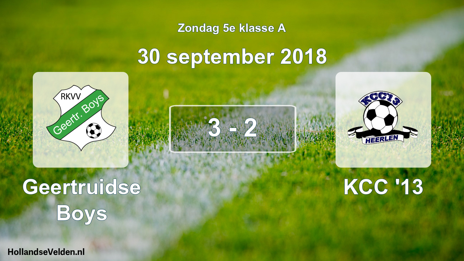 Total number of matches played: Geertruidse Boys - KCC '13 3 - 2 (30 September 2018)