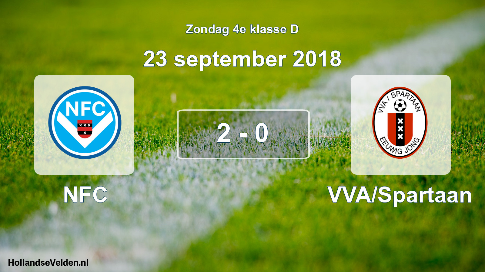 Total number of matches played: NFC - VVA/Spartaan 2 - 0 (23 September 2018)