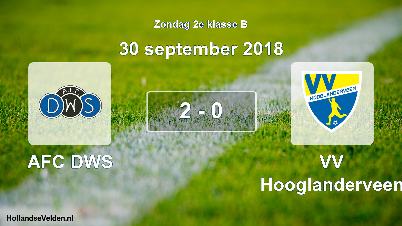 Total number of matches played: AFC DWS - VV Hooglanderveen 2 - 0 (30 September 2018)