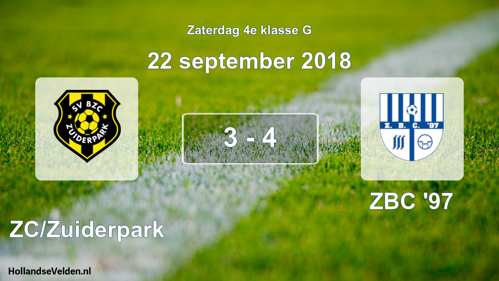 Total number of matches played: BZC/Zuiderpark - ZBC '97 3 - 4 (22 September 2018)