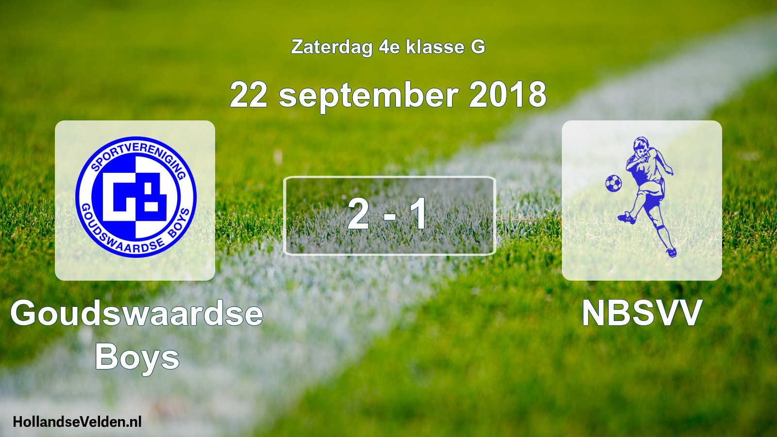 Total number of matches played: Goudswaardse Boys - NBSVV 2 - 1 (22 September 2018)