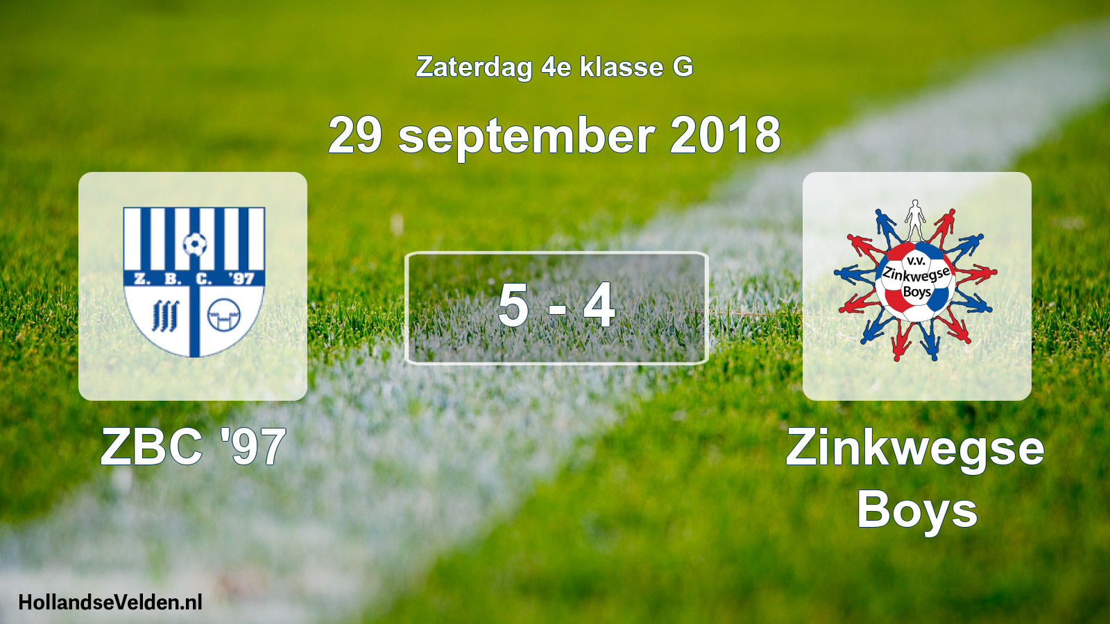 Total number of matches played: ZBC '97 - Zinkwegse Boys 5 - 4 (29 September 2018)
