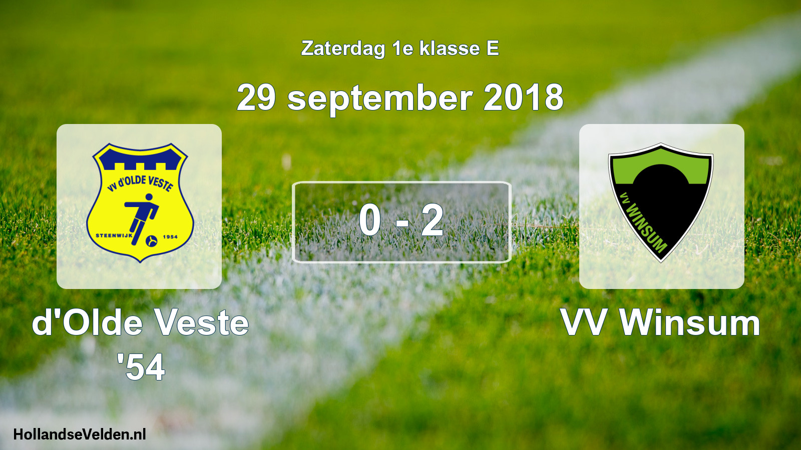 Total number of matches played: d'Olde Veste '54 - VV Winsum 0 - 2 (29 September 2018)