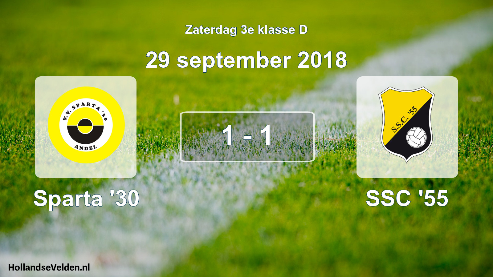 Total number of matches played: Sparta '30 - SSC '55 1 - 1 (29 September 2018)