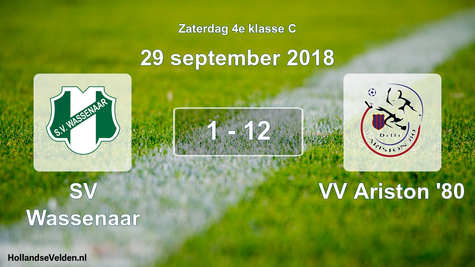 Total number of matches played: SV Wassenaar - VV Ariston '80 1 - 12 (29 September 2018)