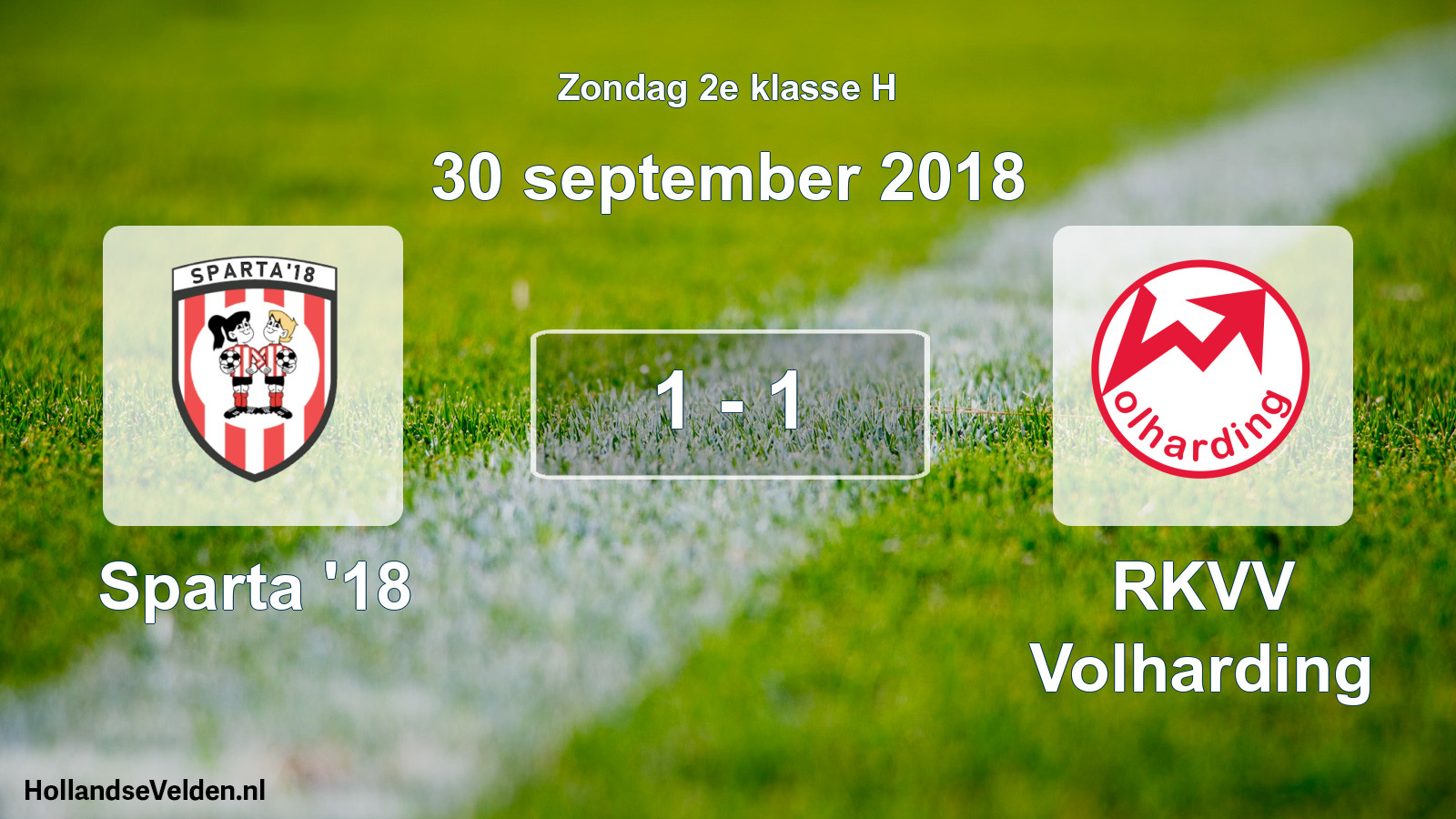 Total number of matches played: Sparta '18 - RKVV Volharding 1 - 1 (30 September 2018)