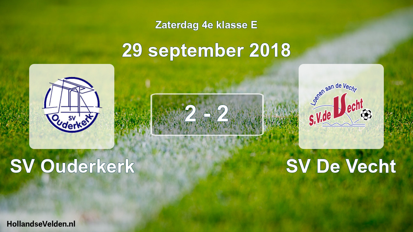 Total number of matches played: SV Ouderkerk - SV De Vecht 2 - 2 (29 September 2018)