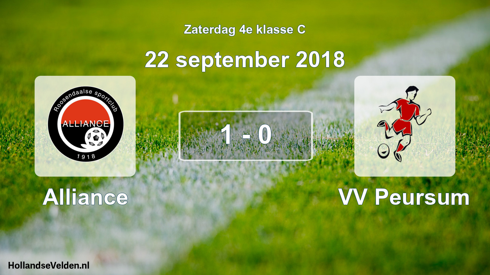Total number of matches played: Alliance - VV Peursum 1 - 0 (22 September 2018)