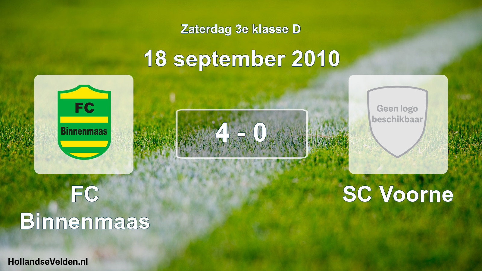 Total number of matches played: FC Binnenmaas - SC Voorne 4 - 0 (18 September 2010)