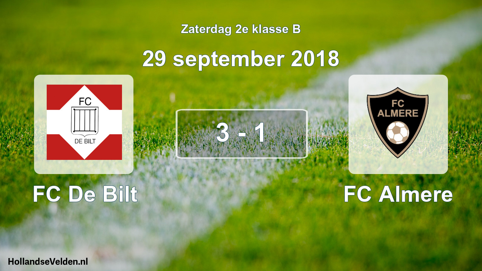 Total number of matches played: FC De Bilt - FC Almere 3 - 1 (29 September 2018)