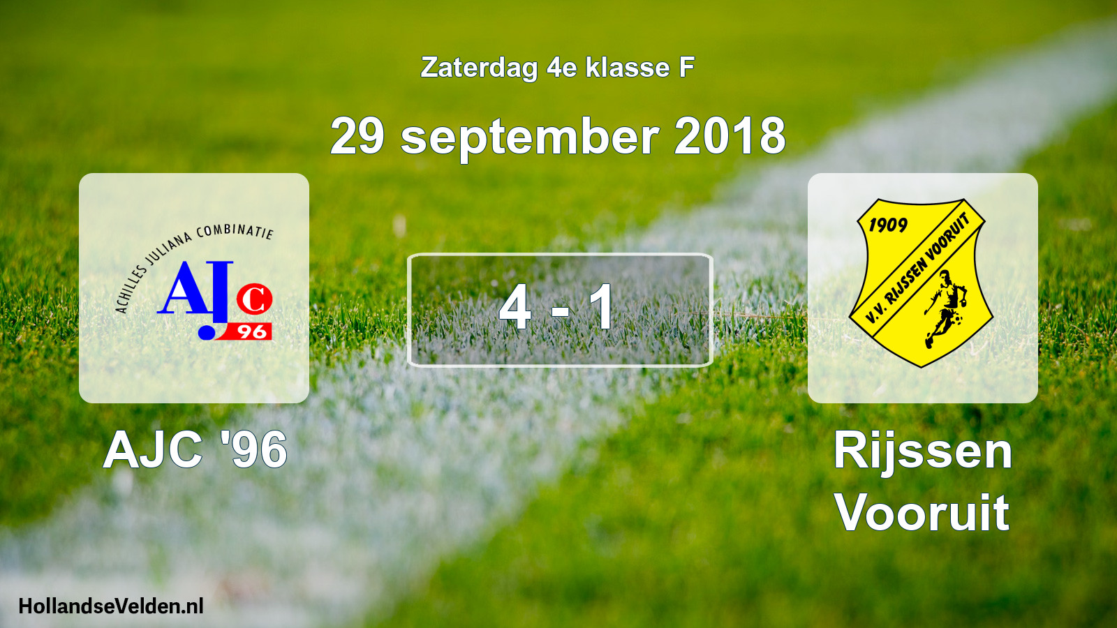 Total number of matches played: AJC '96 - Rijssen Vooruit 4 - 1 (29 September 2018)