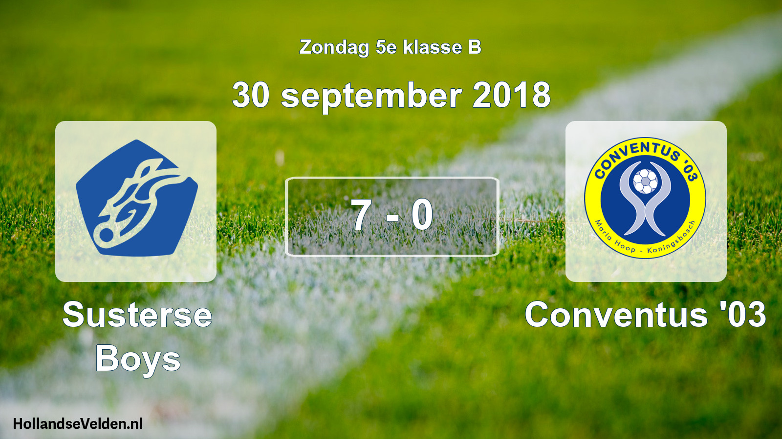 Total number of matches played: Susterse Boys - Conventus '03 7 - 0 (30 September 2018)
