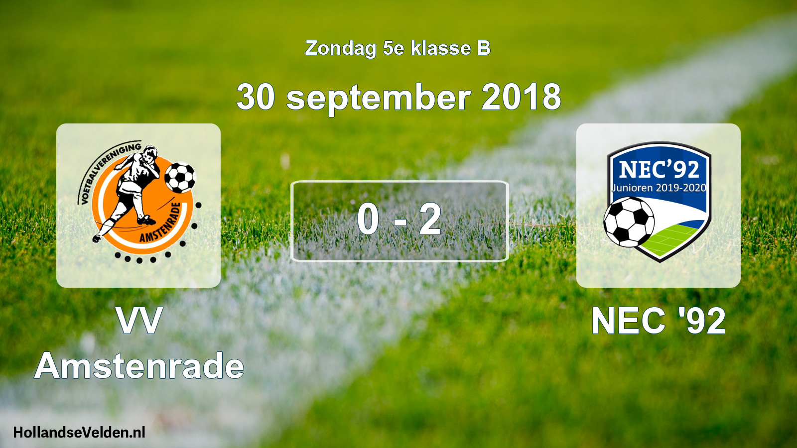 Total number of matches played: VV Amstenrade - NEC '92 0 - 2 (30 September 2018)
