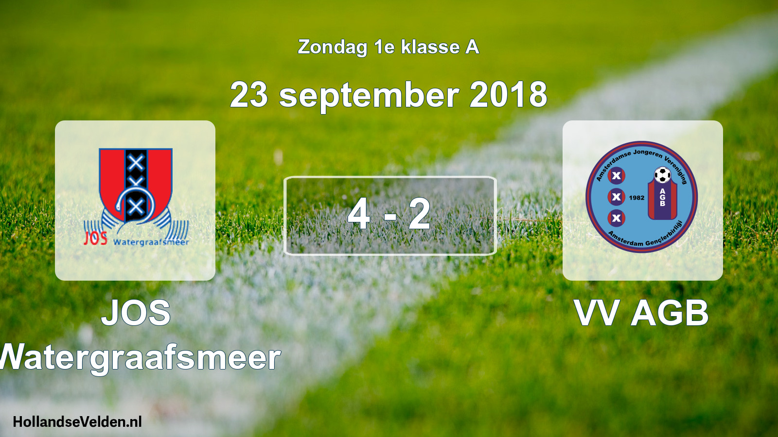 Total number of matches played: JOS Watergraafsmeer - VV AGB 4 - 2 (23 September 2018)