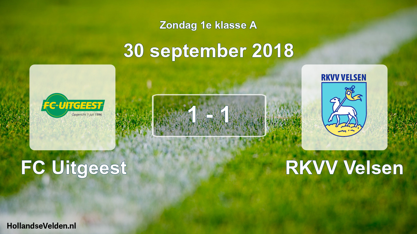 Total number of matches played: FC Uitgeest - RKVV Velsen 1 - 1 (30 September 2018)