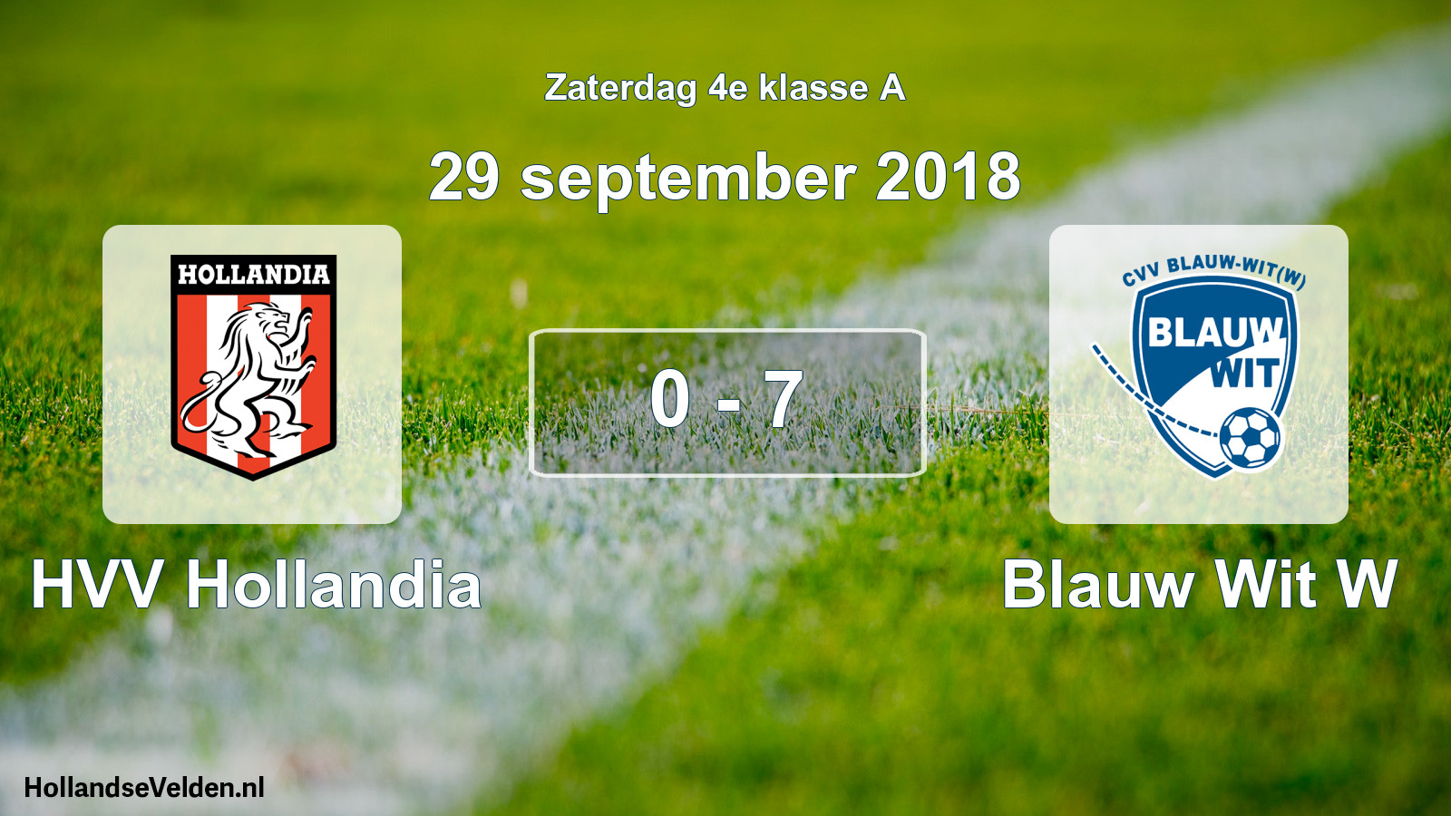 Total number of matches played: HVV Hollandia - Blauw Wit W 0 - 7 (29 September 2018)