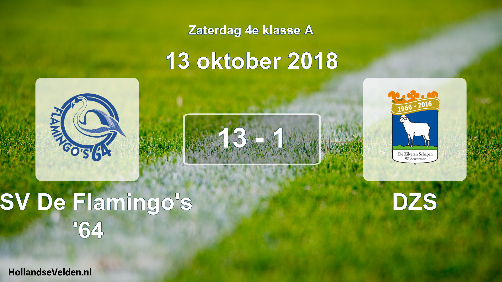 Total number of matches played: ASV De Flamingo's '64 - DZS 13 - 1 (13 October 2018)