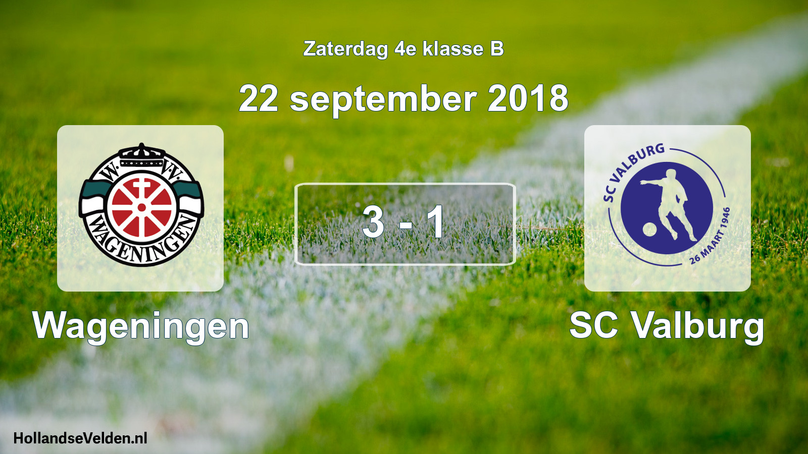 Total number of matches played: Wageningen - SC Valburg 3 - 1 (22 September 2018)