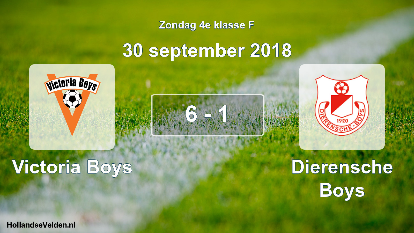Total number of matches played: Victoria Boys - Dierensche Boys 6 - 1 (30 September 2018)