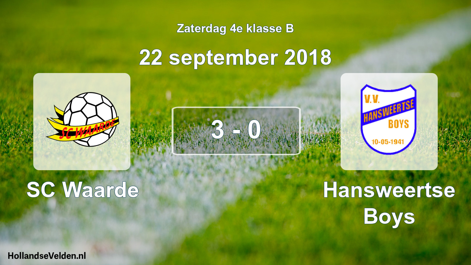 Total number of matches played: SC Waarde - Hansweertse Boys 3 - 0 (22 September 2018)