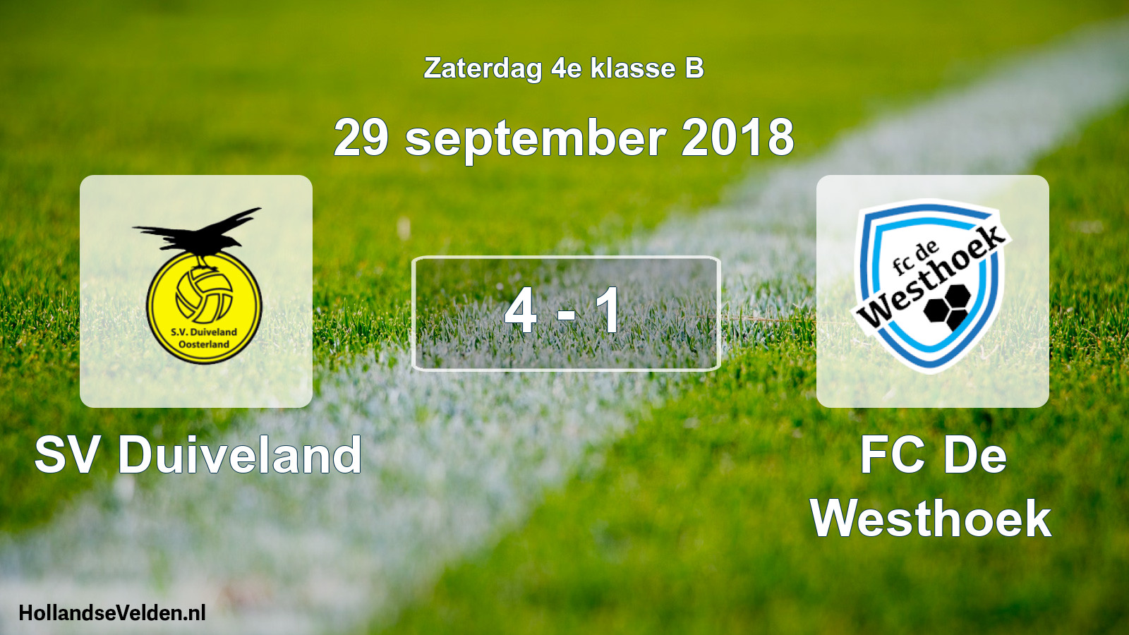 Total number of matches played: SV Duiveland - FC De Westhoek 4 - 1 (29 September 2018)