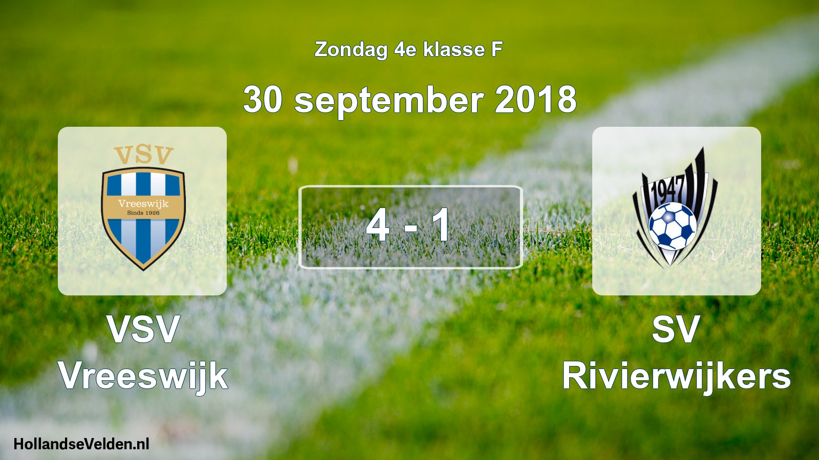 Total number of matches played: VSV Vreeswijk - SV Rivierwijkers 4 - 1 (30 September 2018)