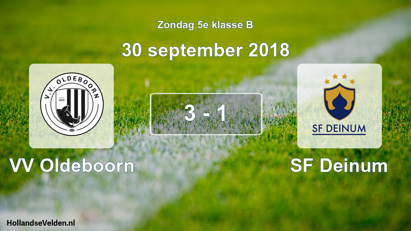 Total number of matches played: VV Oldeboorn - SF Deinum 3 - 1 (30 September 2018)