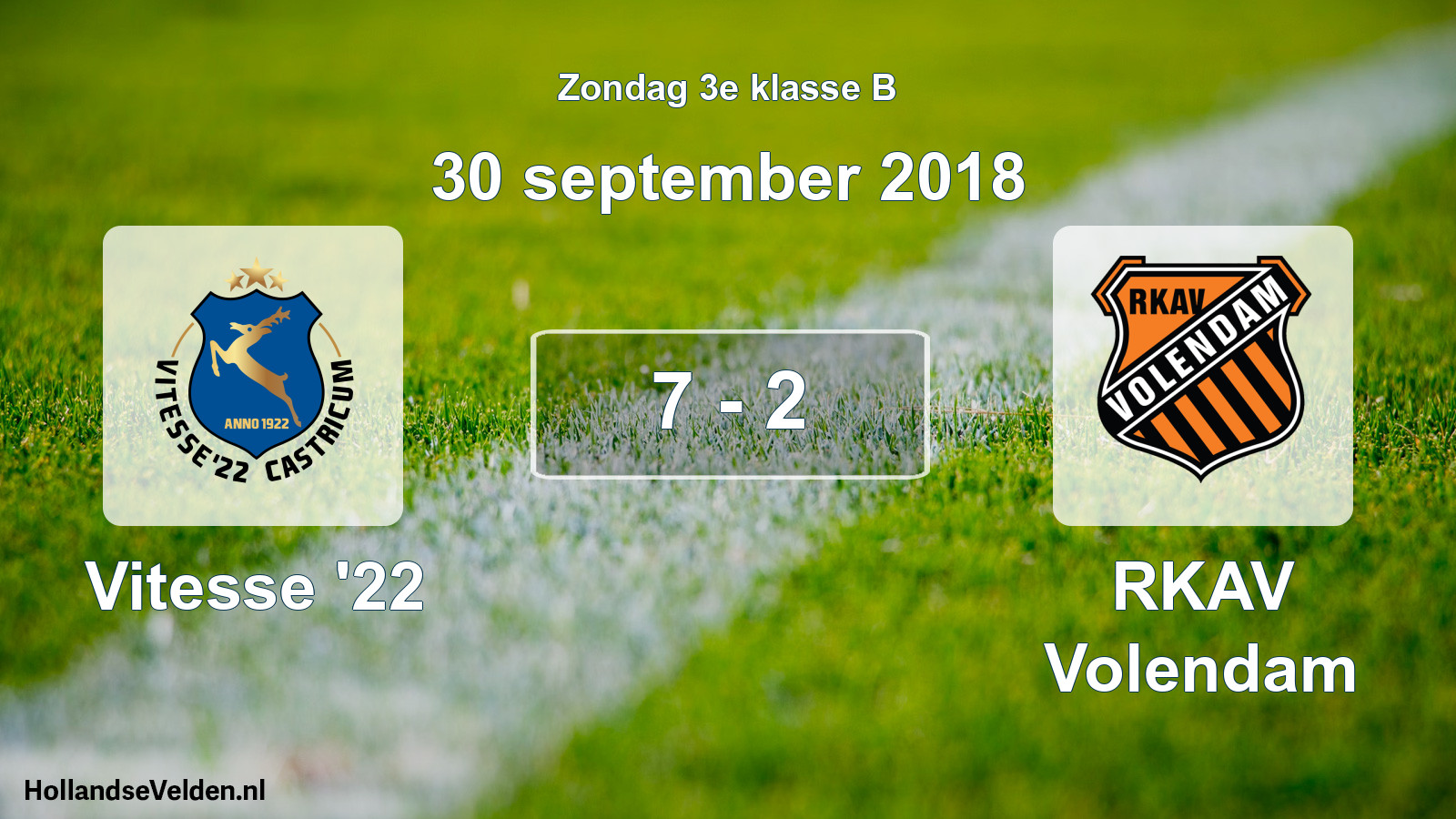 Total number of matches played: Vitesse '22 - RKAV Volendam 7 - 2 (30 September 2018)