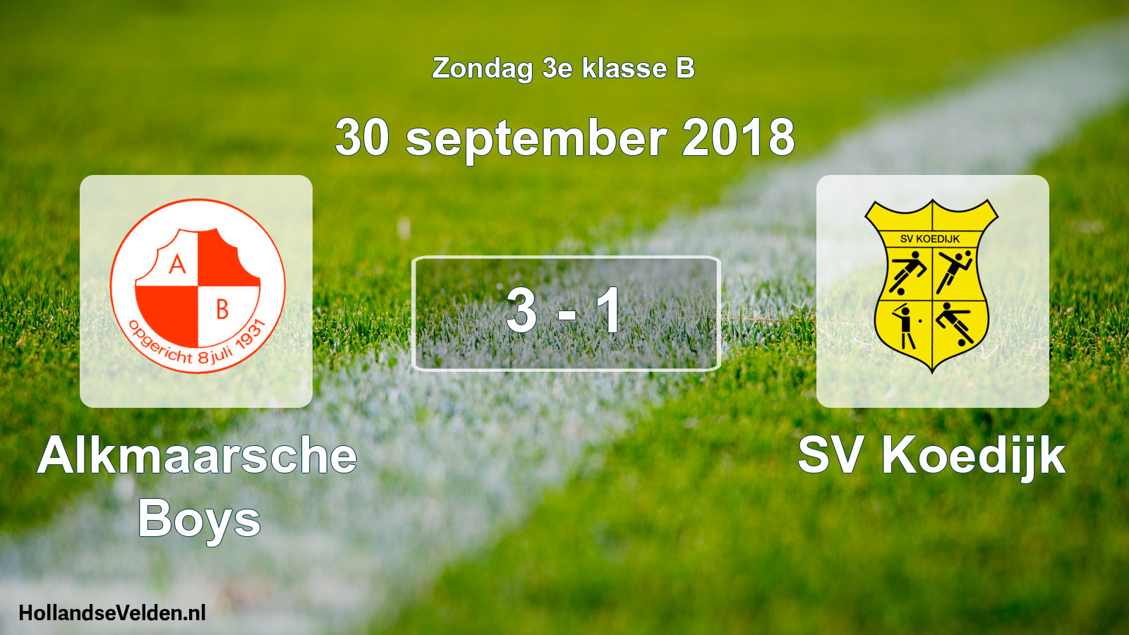 Total number of matches played: Alkmaarsche Boys - SV Koedijk 3 - 1 (30 September 2018)